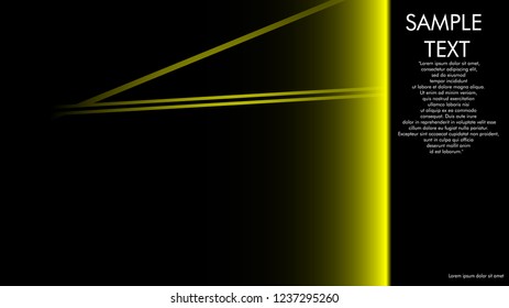 book cover designs, magazines, brochures, etc. with the yellow line concept and black background. and examples of writing next to it. Vector illustration graphic design