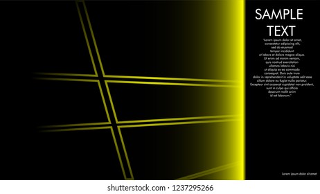 book cover designs, magazines, brochures, etc. with the yellow line concept and black background. and examples of writing next to it. Vector illustration graphic design