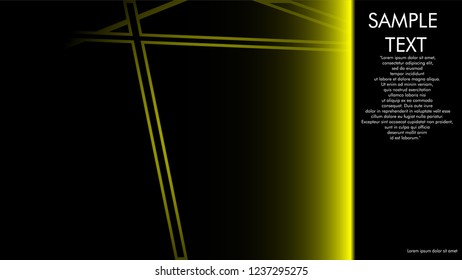 book cover designs, magazines, brochures, etc. with the yellow line concept and black background. and examples of writing next to it. Vector illustration graphic design