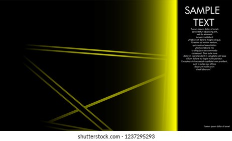 book cover designs, magazines, brochures, etc. with the yellow line concept and black background. and examples of writing next to it. Vector illustration graphic design