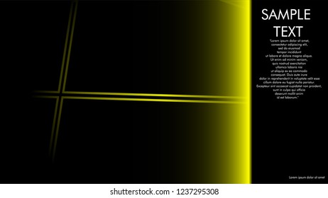 book cover designs, magazines, brochures, etc. with the yellow line concept and black background. and examples of writing next to it. Vector illustration graphic design