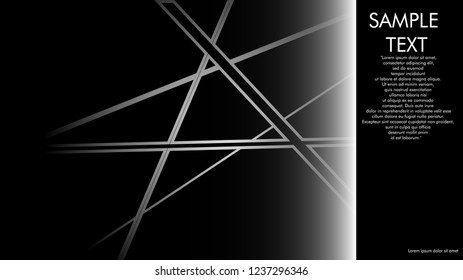 book cover designs, magazines, brochures, etc. with the white line concept and black background. and examples of writing next to it. Vector illustration graphic design