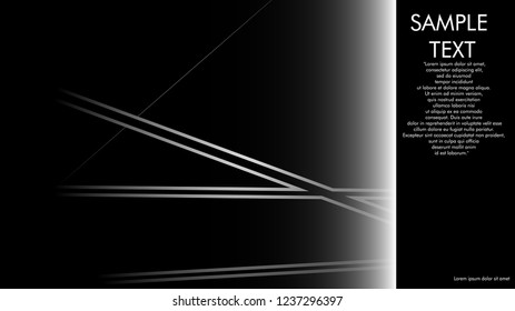 book cover designs, magazines, brochures, etc. with the white line concept and black background. and examples of writing next to it. Vector illustration graphic design