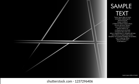 book cover designs, magazines, brochures, etc. with the white line concept and black background. and examples of writing next to it. Vector illustration graphic design