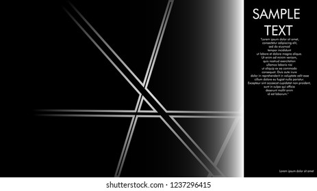 book cover designs, magazines, brochures, etc. with the white line concept and black background. and examples of writing next to it. Vector illustration graphic design