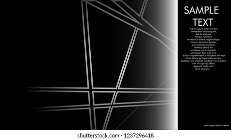book cover designs, magazines, brochures, etc. with the white line concept and black background. and examples of writing next to it. Vector illustration graphic design