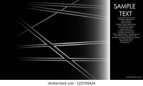 book cover designs, magazines, brochures, etc. with the white line concept and black background. and examples of writing next to it. Vector illustration graphic design