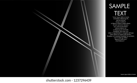 book cover designs, magazines, brochures, etc. with the white line concept and black background. and examples of writing next to it. Vector illustration graphic design