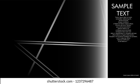 book cover designs, magazines, brochures, etc. with the white line concept and black background. and examples of writing next to it. Vector illustration graphic design