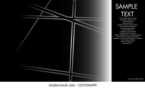 book cover designs, magazines, brochures, etc. with the white line concept and black background. and examples of writing next to it. Vector illustration graphic design