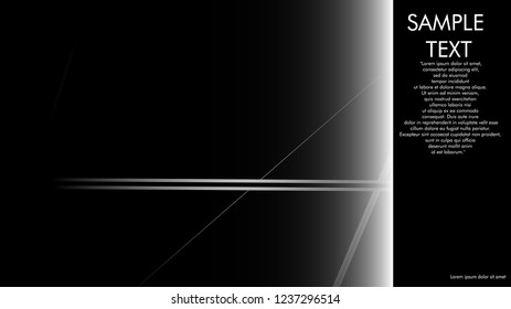 book cover designs, magazines, brochures, etc. with the white line concept and black background. and examples of writing next to it. Vector illustration graphic design