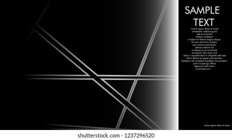 book cover designs, magazines, brochures, etc. with the white line concept and black background. and examples of writing next to it. Vector illustration graphic design