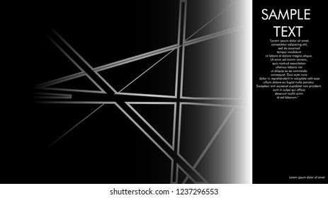 book cover designs, magazines, brochures, etc. with the white line concept and black background. and examples of writing next to it. Vector illustration graphic design