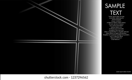 book cover designs, magazines, brochures, etc. with the white line concept and black background. and examples of writing next to it. Vector illustration graphic design
