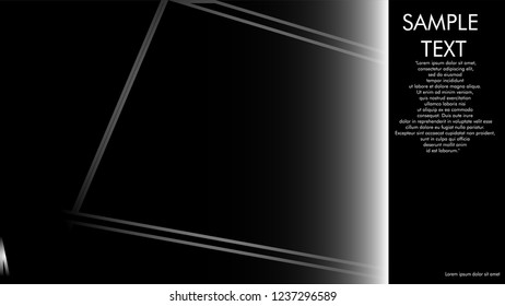 book cover designs, magazines, brochures, etc. with the white line concept and black background. and examples of writing next to it. Vector illustration graphic design