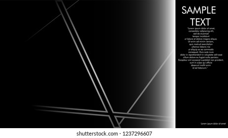 book cover designs, magazines, brochures, etc. with the white line concept and black background. and examples of writing next to it. Vector illustration graphic design