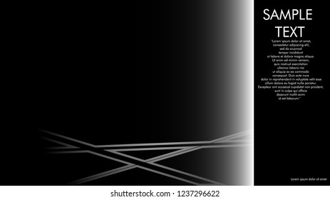 book cover designs, magazines, brochures, etc. with the white line concept and black background. and examples of writing next to it. Vector illustration graphic design