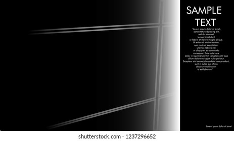 book cover designs, magazines, brochures, etc. with the white line concept and black background. and examples of writing next to it. Vector illustration graphic design