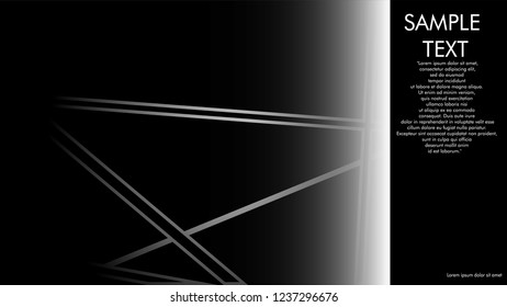 book cover designs, magazines, brochures, etc. with the white line concept and black background. and examples of writing next to it. Vector illustration graphic design