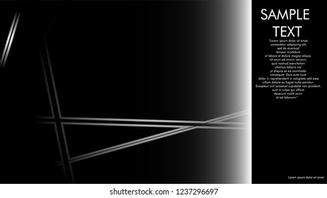 book cover designs, magazines, brochures, etc. with the white line concept and black background. and examples of writing next to it. Vector illustration graphic design