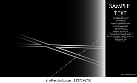 book cover designs, magazines, brochures, etc. with the white line concept and black background. and examples of writing next to it. Vector illustration graphic design