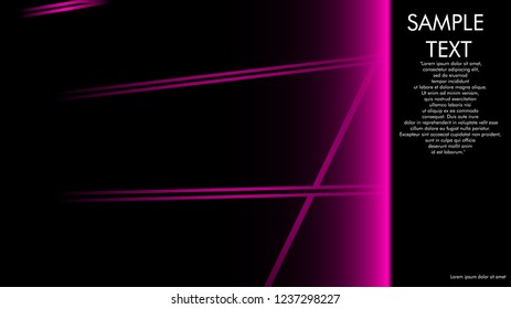 book cover designs, magazines, brochures, etc. with the pink line concept and black background. and examples of writing next to it. Vector illustration graphic design