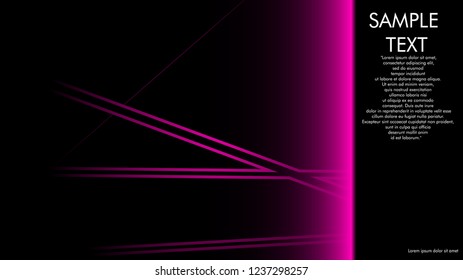 book cover designs, magazines, brochures, etc. with the pink line concept and black background. and examples of writing next to it. Vector illustration graphic design