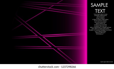 book cover designs, magazines, brochures, etc. with the pink line concept and black background. and examples of writing next to it. Vector illustration graphic design