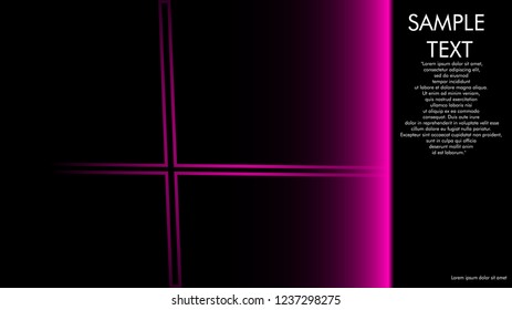 book cover designs, magazines, brochures, etc. with the pink line concept and black background. and examples of writing next to it. Vector illustration graphic design