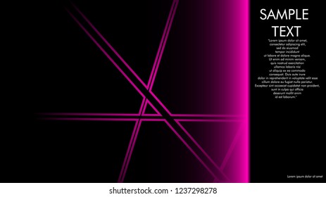 book cover designs, magazines, brochures, etc. with the pink line concept and black background. and examples of writing next to it. Vector illustration graphic design