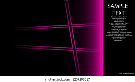 book cover designs, magazines, brochures, etc. with the pink line concept and black background. and examples of writing next to it. Vector illustration graphic design
