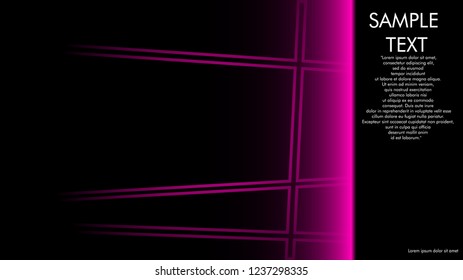 book cover designs, magazines, brochures, etc. with the pink line concept and black background. and examples of writing next to it. Vector illustration graphic design