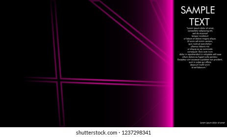 book cover designs, magazines, brochures, etc. with the pink line concept and black background. and examples of writing next to it. Vector illustration graphic design