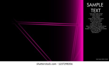 book cover designs, magazines, brochures, etc. with the pink line concept and black background. and examples of writing next to it. Vector illustration graphic design