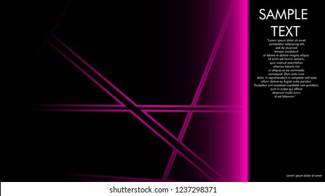 book cover designs, magazines, brochures, etc. with the pink line concept and black background. and examples of writing next to it. Vector illustration graphic design