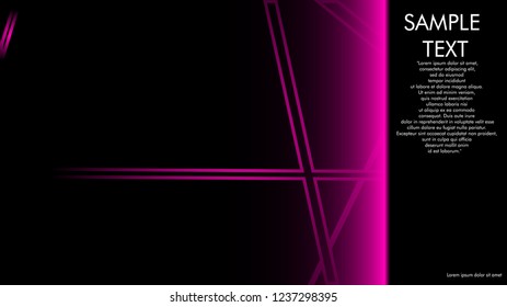 book cover designs, magazines, brochures, etc. with the pink line concept and black background. and examples of writing next to it. Vector illustration graphic design