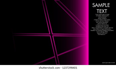 book cover designs, magazines, brochures, etc. with the pink line concept and black background. and examples of writing next to it. Vector illustration graphic design