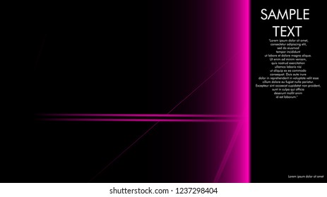 book cover designs, magazines, brochures, etc. with the pink line concept and black background. and examples of writing next to it. Vector illustration graphic design