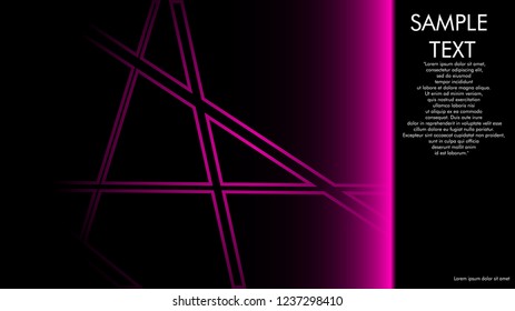 book cover designs, magazines, brochures, etc. with the pink line concept and black background. and examples of writing next to it. Vector illustration graphic design