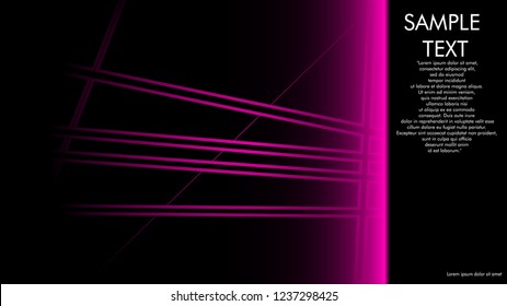 book cover designs, magazines, brochures, etc. with the pink line concept and black background. and examples of writing next to it. Vector illustration graphic design