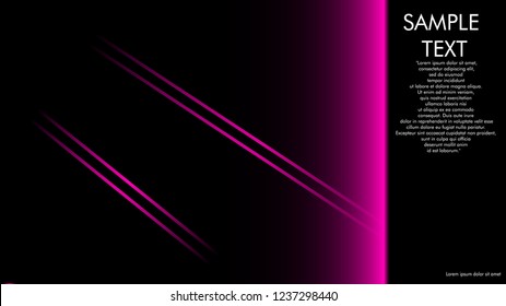 book cover designs, magazines, brochures, etc. with the pink line concept and black background. and examples of writing next to it. Vector illustration graphic design