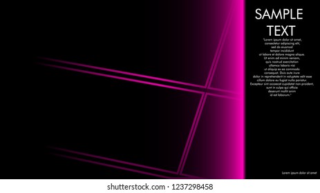 book cover designs, magazines, brochures, etc. with the pink line concept and black background. and examples of writing next to it. Vector illustration graphic design