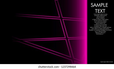 book cover designs, magazines, brochures, etc. with the pink line concept and black background. and examples of writing next to it. Vector illustration graphic design