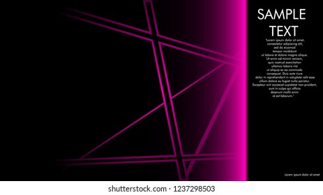 book cover designs, magazines, brochures, etc. with the pink line concept and black background. and examples of writing next to it. Vector illustration graphic design
