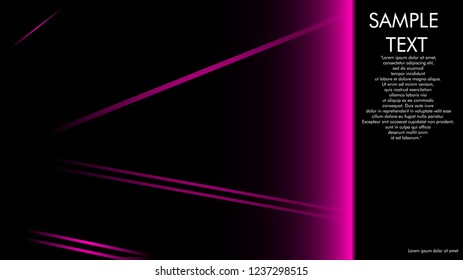 book cover designs, magazines, brochures, etc. with the pink line concept and black background. and examples of writing next to it. Vector illustration graphic design
