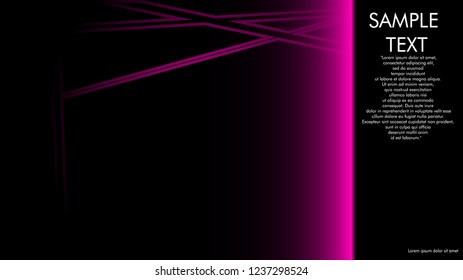 book cover designs, magazines, brochures, etc. with the pink line concept and black background. and examples of writing next to it. Vector illustration graphic design