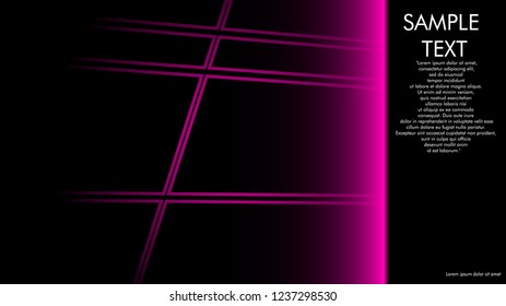 book cover designs, magazines, brochures, etc. with the pink line concept and black background. and examples of writing next to it. Vector illustration graphic design