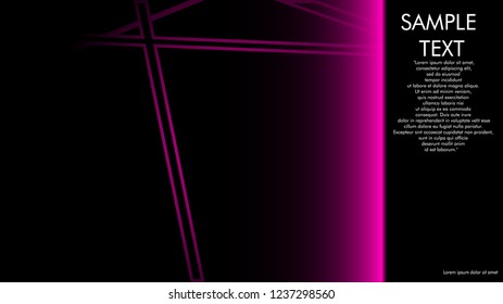 book cover designs, magazines, brochures, etc. with the pink line concept and black background. and examples of writing next to it. Vector illustration graphic design