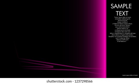 book cover designs, magazines, brochures, etc. with the pink line concept and black background. and examples of writing next to it. Vector illustration graphic design