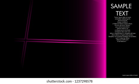 book cover designs, magazines, brochures, etc. with the pink line concept and black background. and examples of writing next to it. Vector illustration graphic design